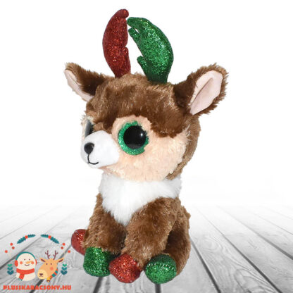 Ty Beanie Boos: Kinley, a karácsonyi, csillogó szemű plüss szarvas balról (15 cm)