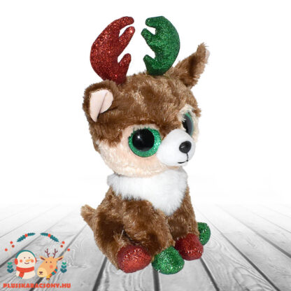 Ty Beanie Boos: Kinley, a karácsonyi, csillogó szemű plüss szarvas jobbról (15 cm)