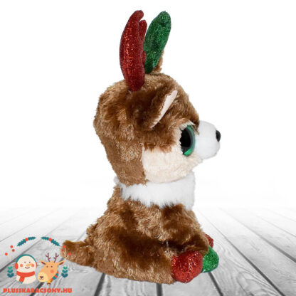 Ty Beanie Boos: Kinley, a karácsonyi, csillogó szemű plüss szarvas oldalról (15 cm)