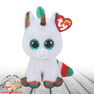 TY Beanie Boos: Snowfall, a fehér karácsonyi csillogó szemű plüss unikornis (15 cm)